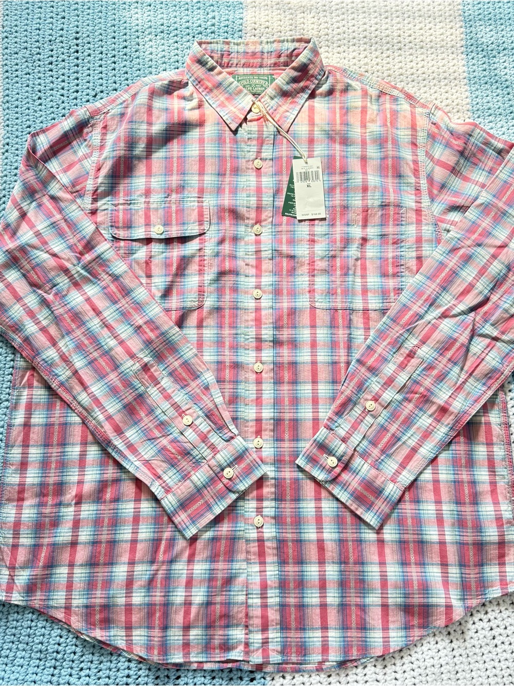 Ralph Lauren Pink and Light Blue Plaid Button-Down Shirt